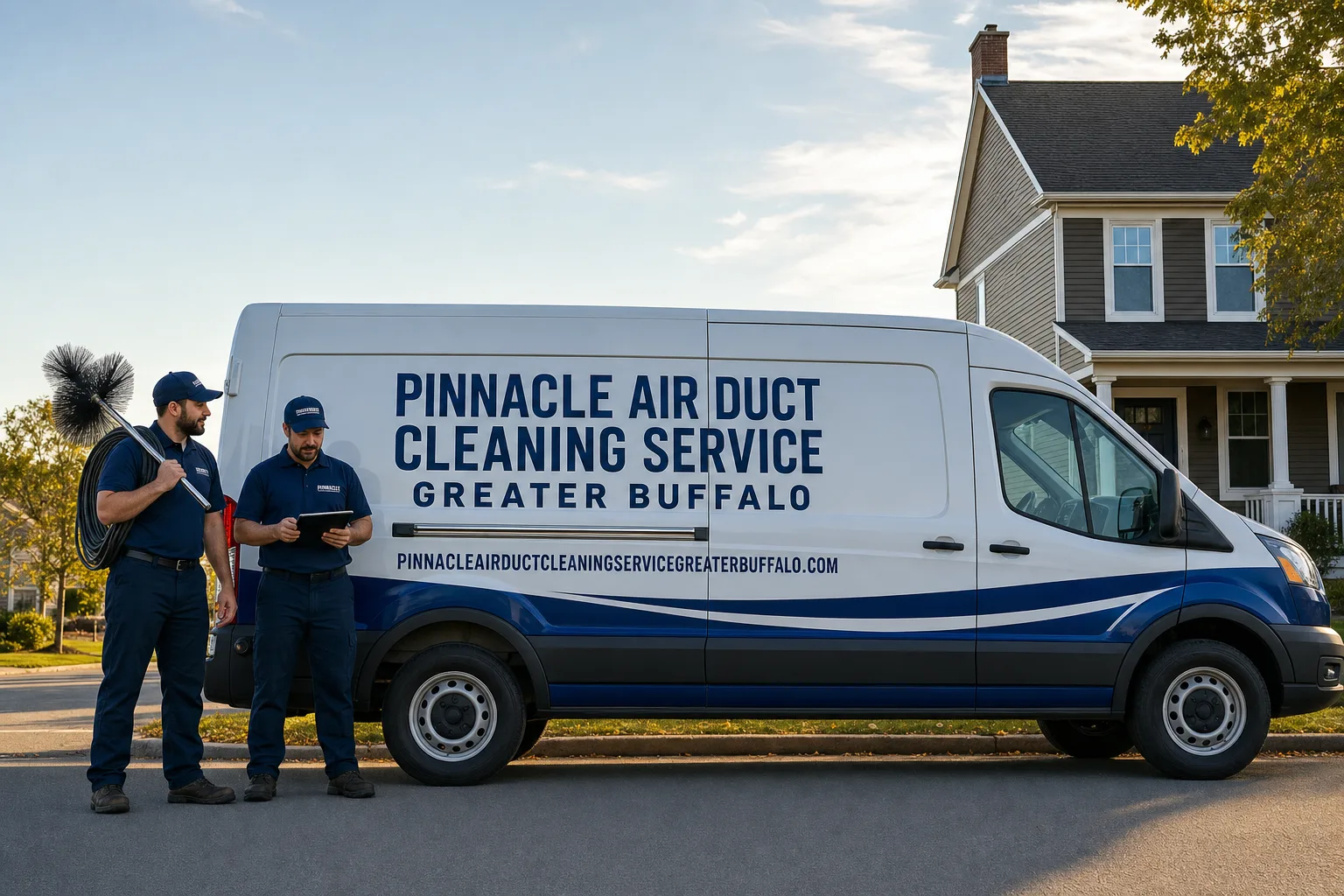 Pinnacle Air Duct Cleaning Service Greater Buffalo service vehicle and crew in Buffalo, NY